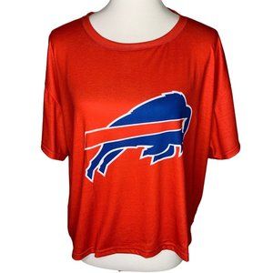 Buffalo Bills NFL Team Apparel Crop Top Short Sleeve Size XL Red Blue
